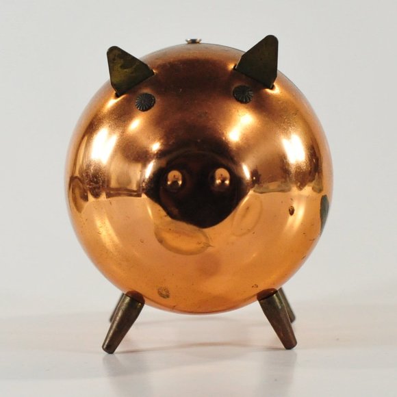 1970s Modern Cute Piggy Bank Shiny Copper - Picture 2 of 11